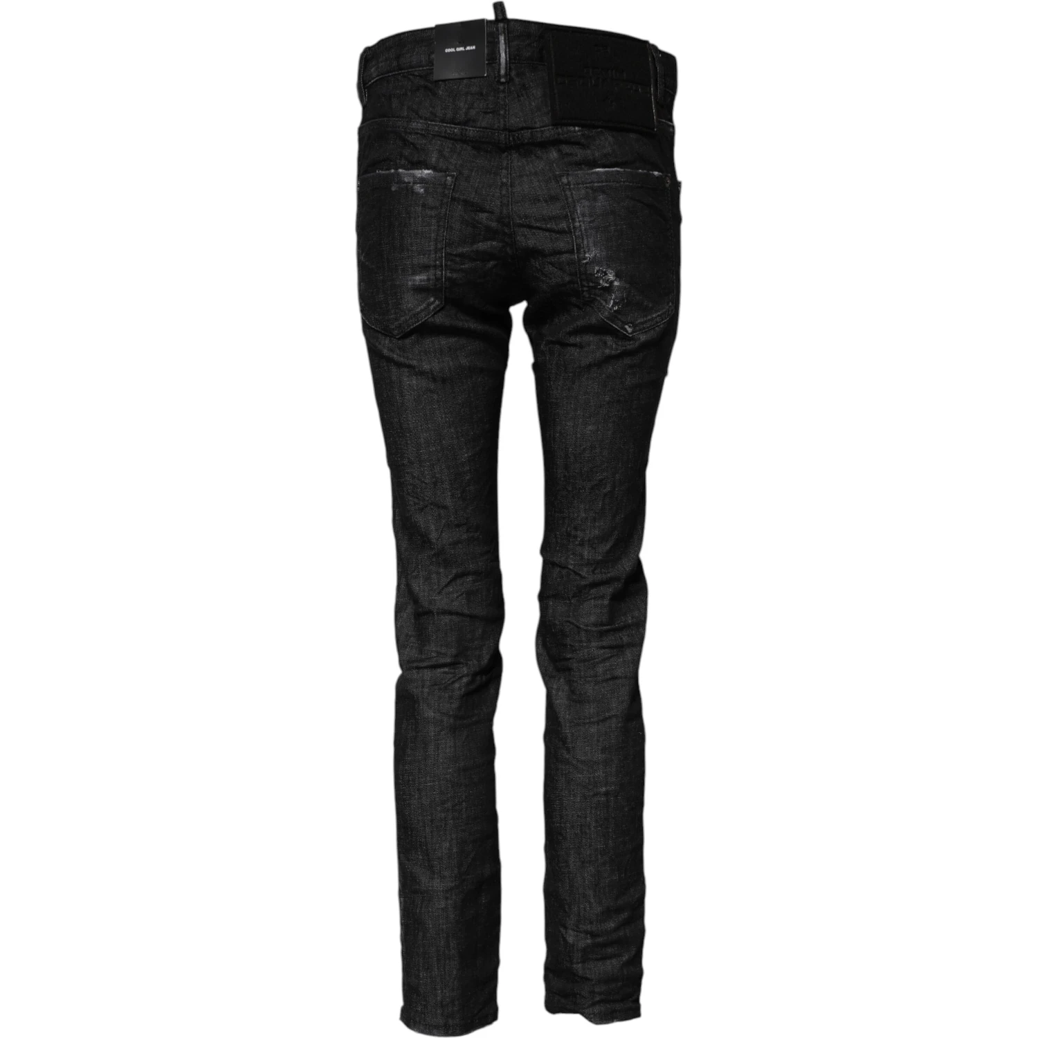 Black Washed Cotton Mid Waist Skinny Jeans