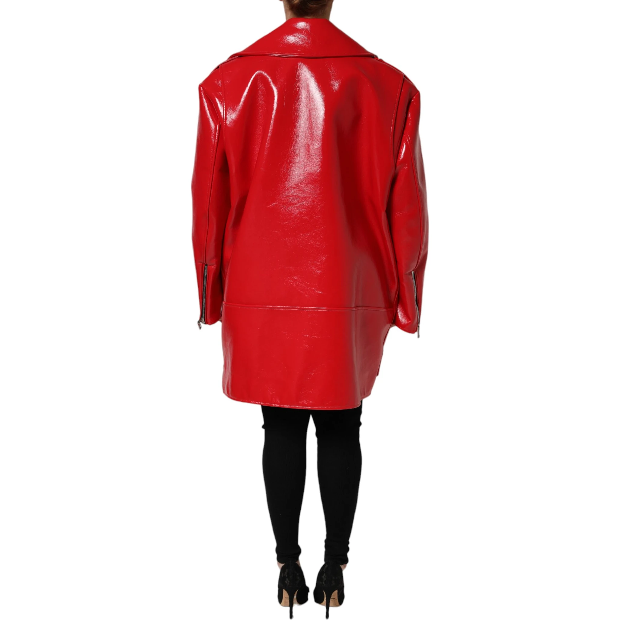 Red Lambskin Full Zipper Jacket