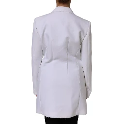 White Polyester Long Sleeves Ruffled Wrap Jacket