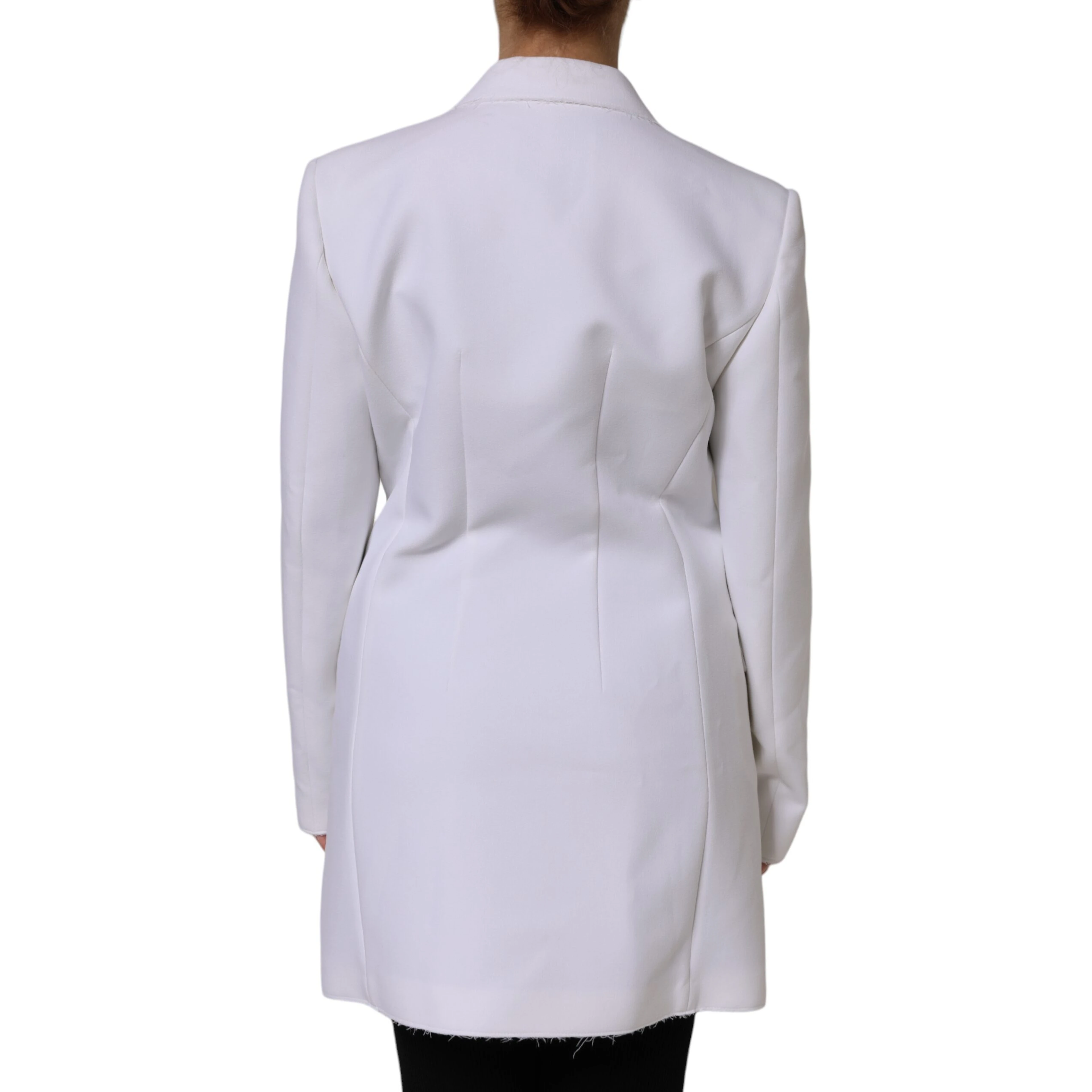 White Polyester Long Sleeves Ruffled Wrap Jacket