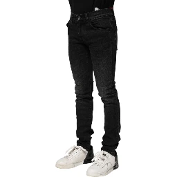 Black Cotton Skinny Men Denim Jeans