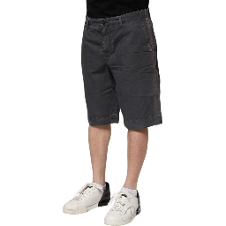 Dark Gray Cotton Stretch Denim Bermuda Shorts