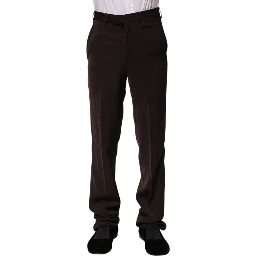 Dark Brown Mid Waist Dress Formal Pants