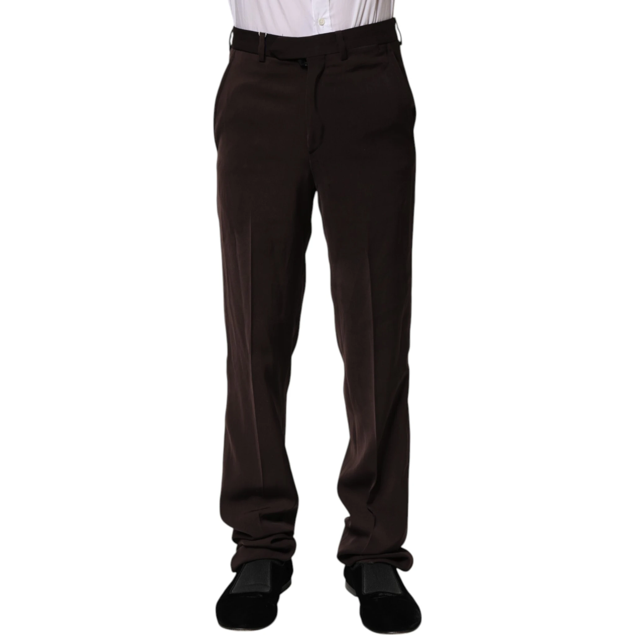 Dark Brown Mid Waist Dress Formal Pants
