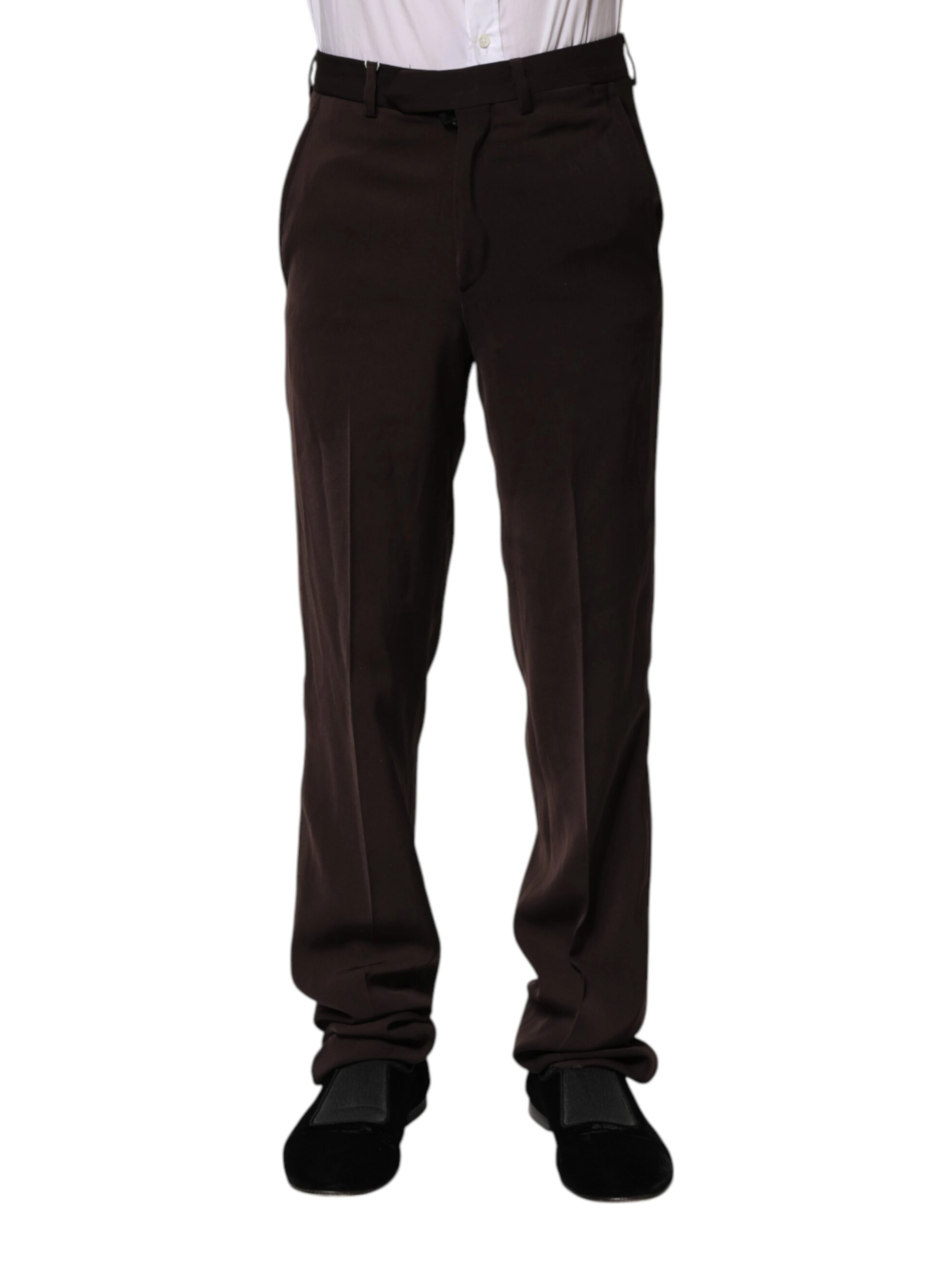 Dark Brown Mid Waist Dress Formal Pants