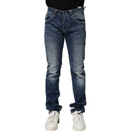 Blue Washed Skinny Fit Casual Men Denim Jeans