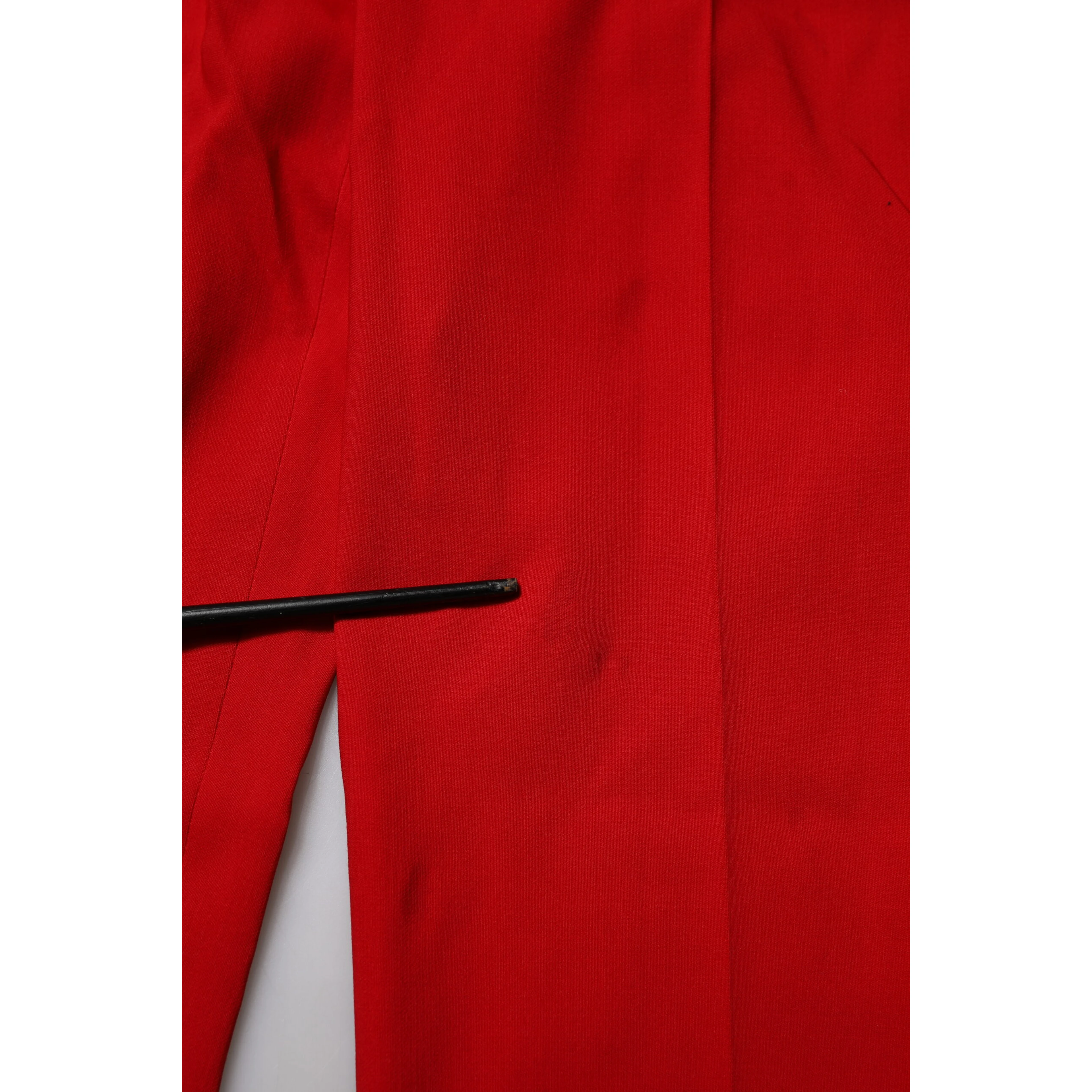 Red Wool Mid Waisted Tapered Pants