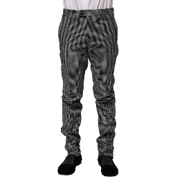 Black White Checkered Tapered Dress Pants