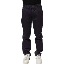 Dark Purple Mid Waist Casual Straight Pants