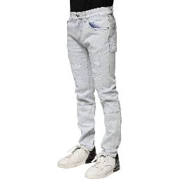 Light Blue Tattered Skinny Denim Jeans