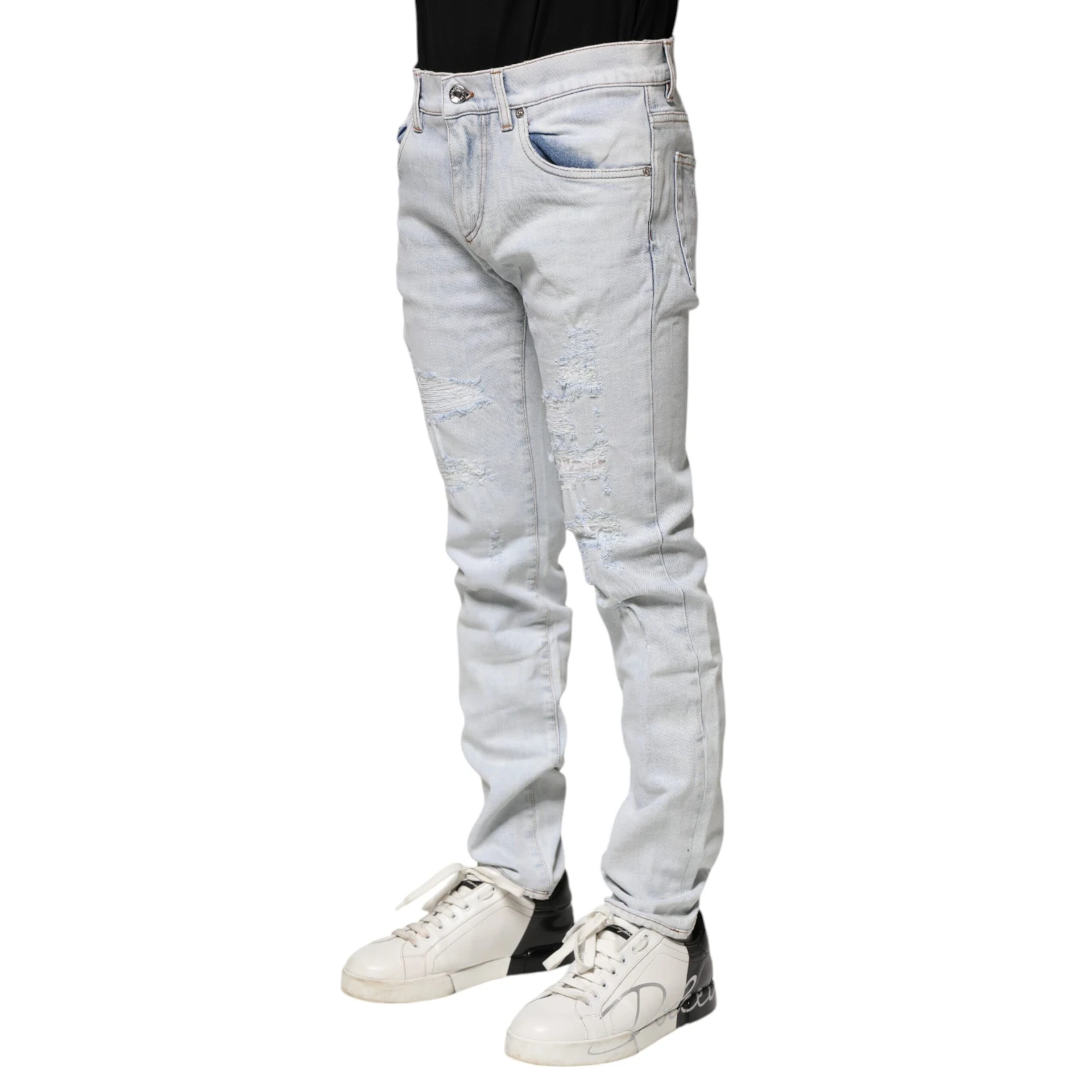 Light Blue Tattered Skinny Denim Jeans