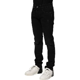 Black Cotton Skinny Men Denim Jeans
