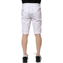 White Cotton Stretch Men Denim Bermuda Shorts