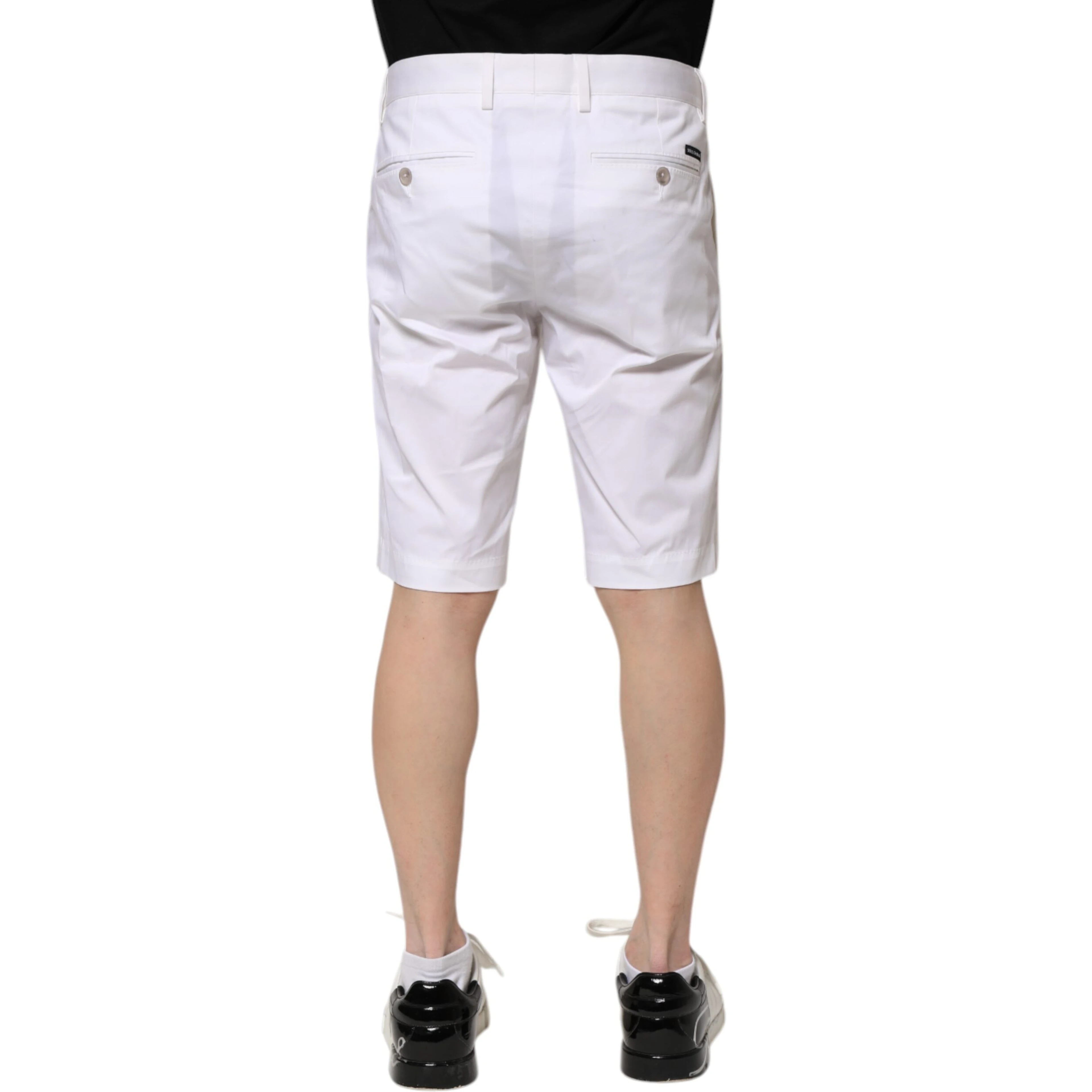 White Cotton Stretch Men Denim Bermuda Shorts
