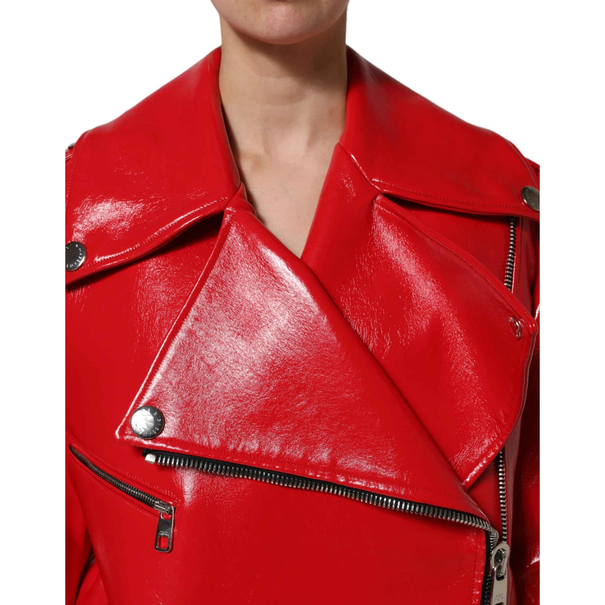 Red Lambskin Full Zipper Jacket