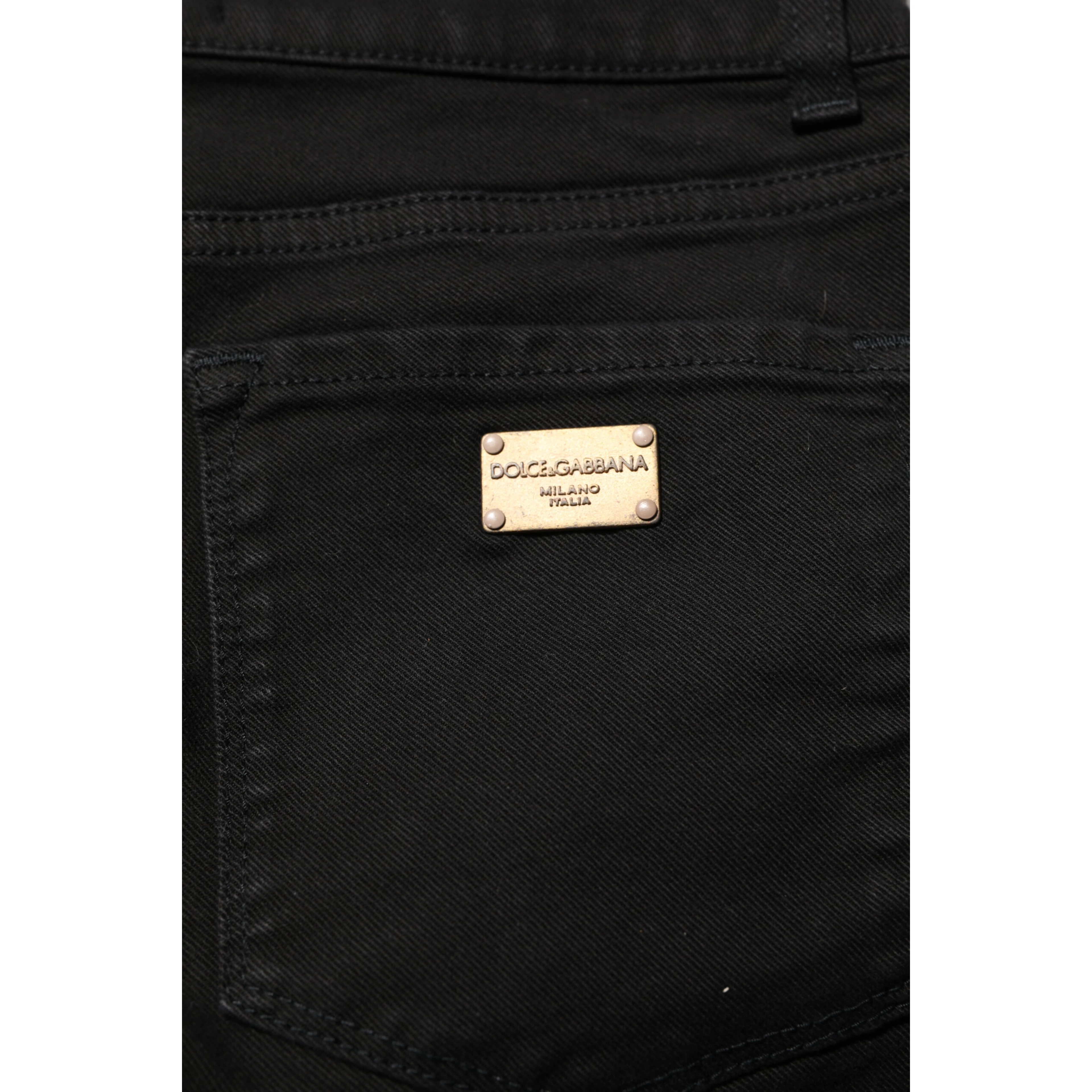 Black Skinny Cotton Mid Waisted Denim Jeans