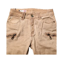 Brown Cotton Mid Waist Skinny Denim Jeans