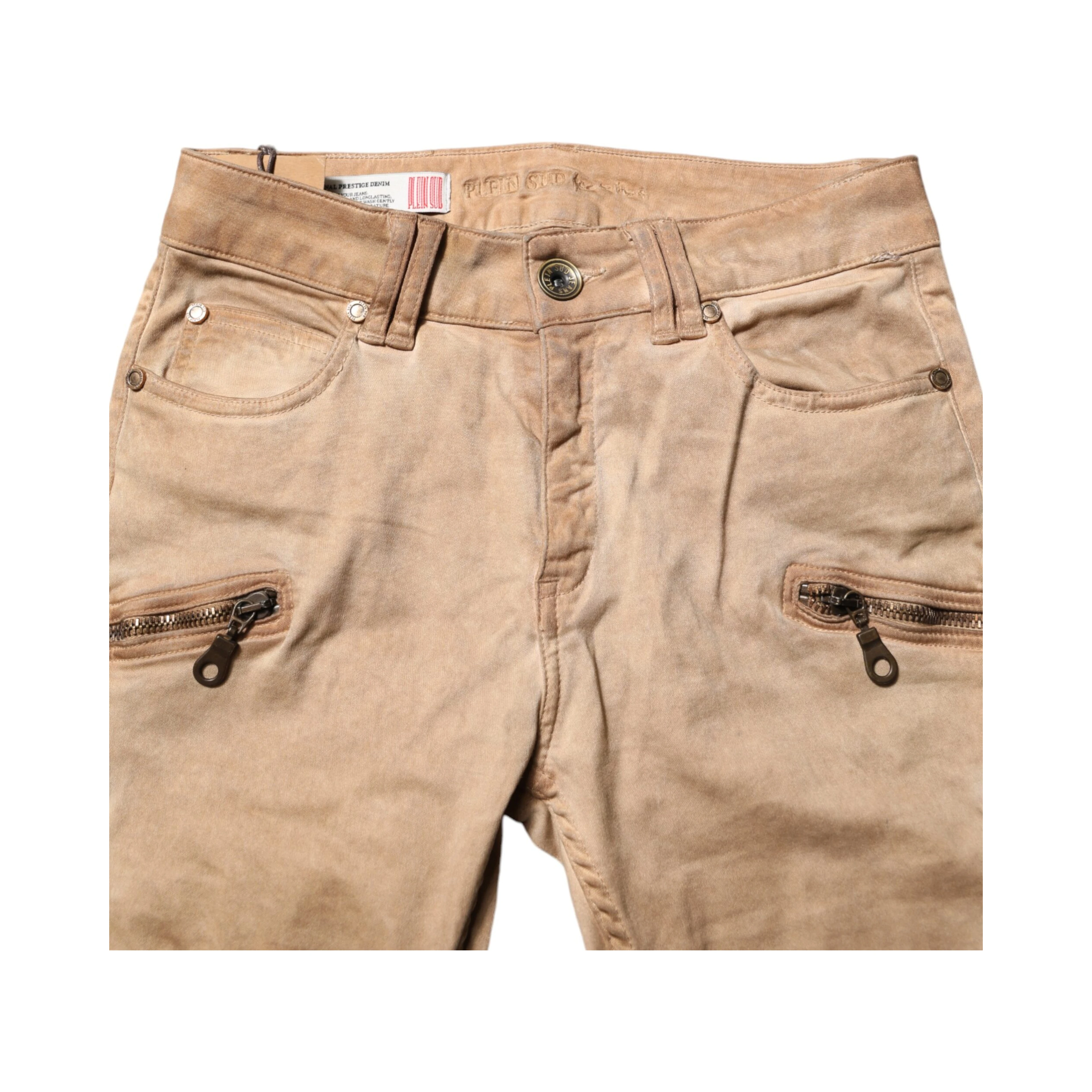 Brown Cotton Mid Waist Skinny Denim Jeans