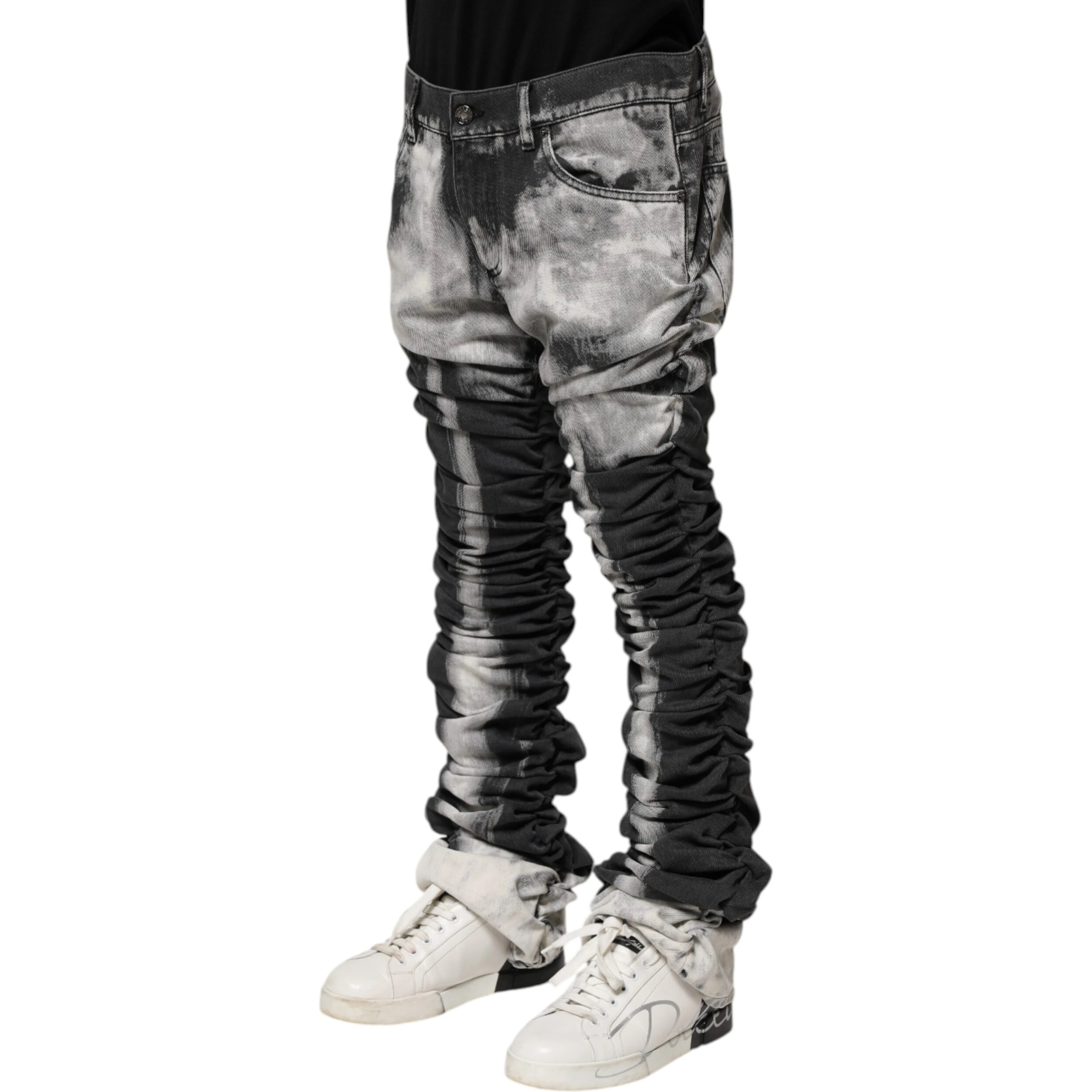 Black Tie Dye Straight Denim Jeans