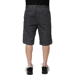 Dark Gray Cotton Stretch Denim Bermuda Shorts