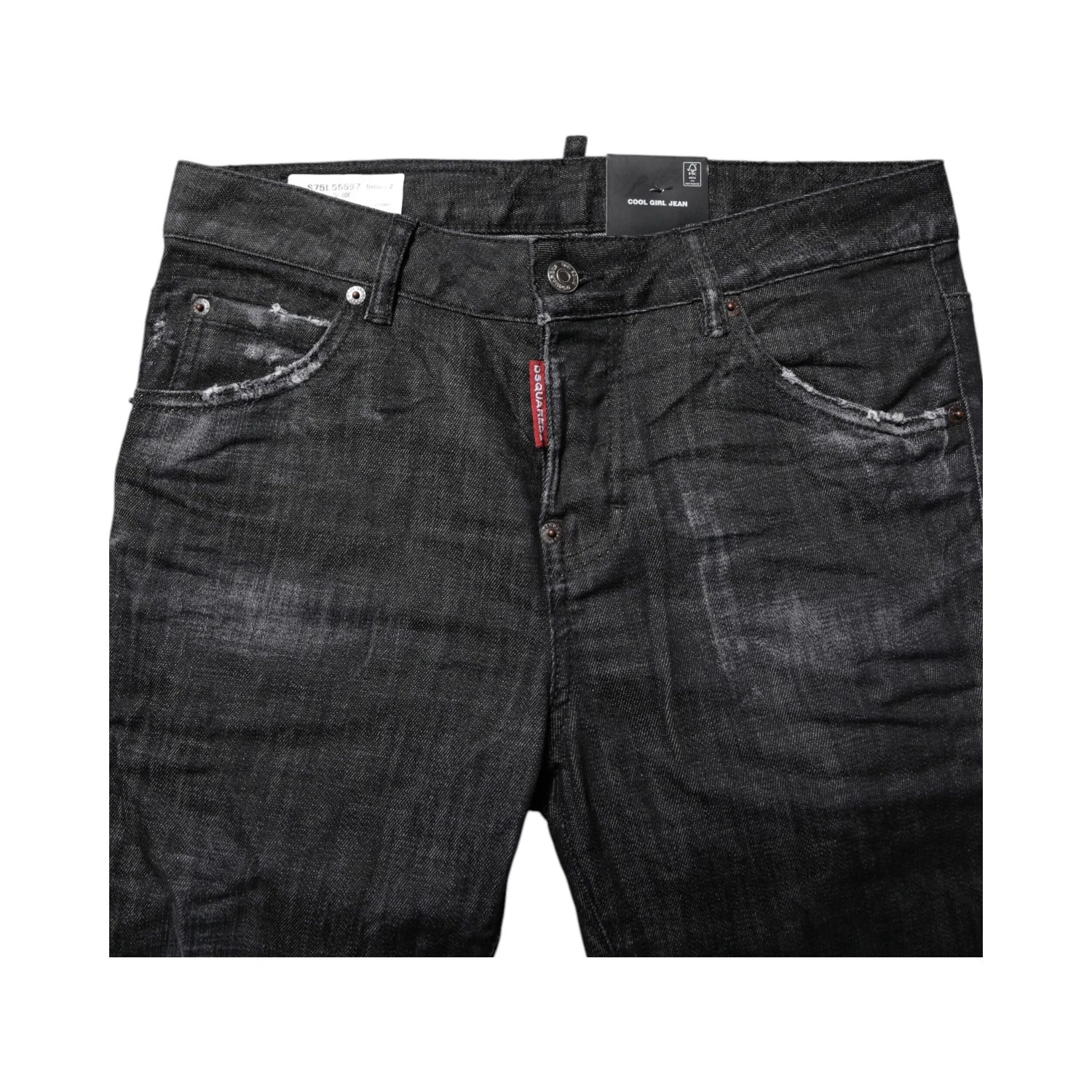 Black Washed Cotton Mid Waist Skinny Jeans