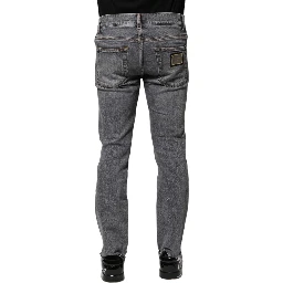 Gray Cotton Skinny Men Denim Jeans