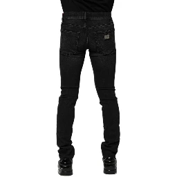 Black Cotton Skinny Men Denim Jeans