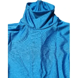 Blue Nylon Turtleneck Bodycon Jumpsuit Dress