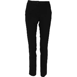 Black Wool Mid Waisted Tapered Dress Pants