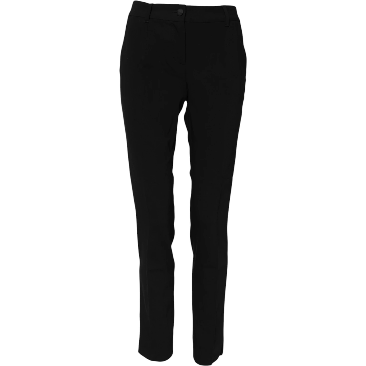 Black Wool Mid Waisted Tapered Dress Pants
