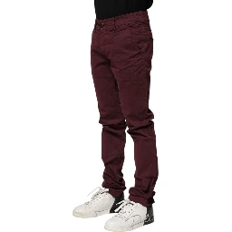 Maroon Cotton Stretch Skinny Fit Men Denim Jeans