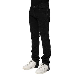 Black Cotton Skinny Men Denim Jeans