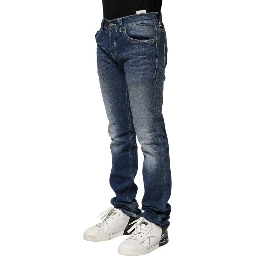Blue Washed Skinny Fit Casual Men Denim Jeans