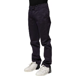Dark Purple Mid Waist Casual Straight Pants
