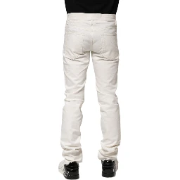 White Cotton Skinny Men Denim Jeans