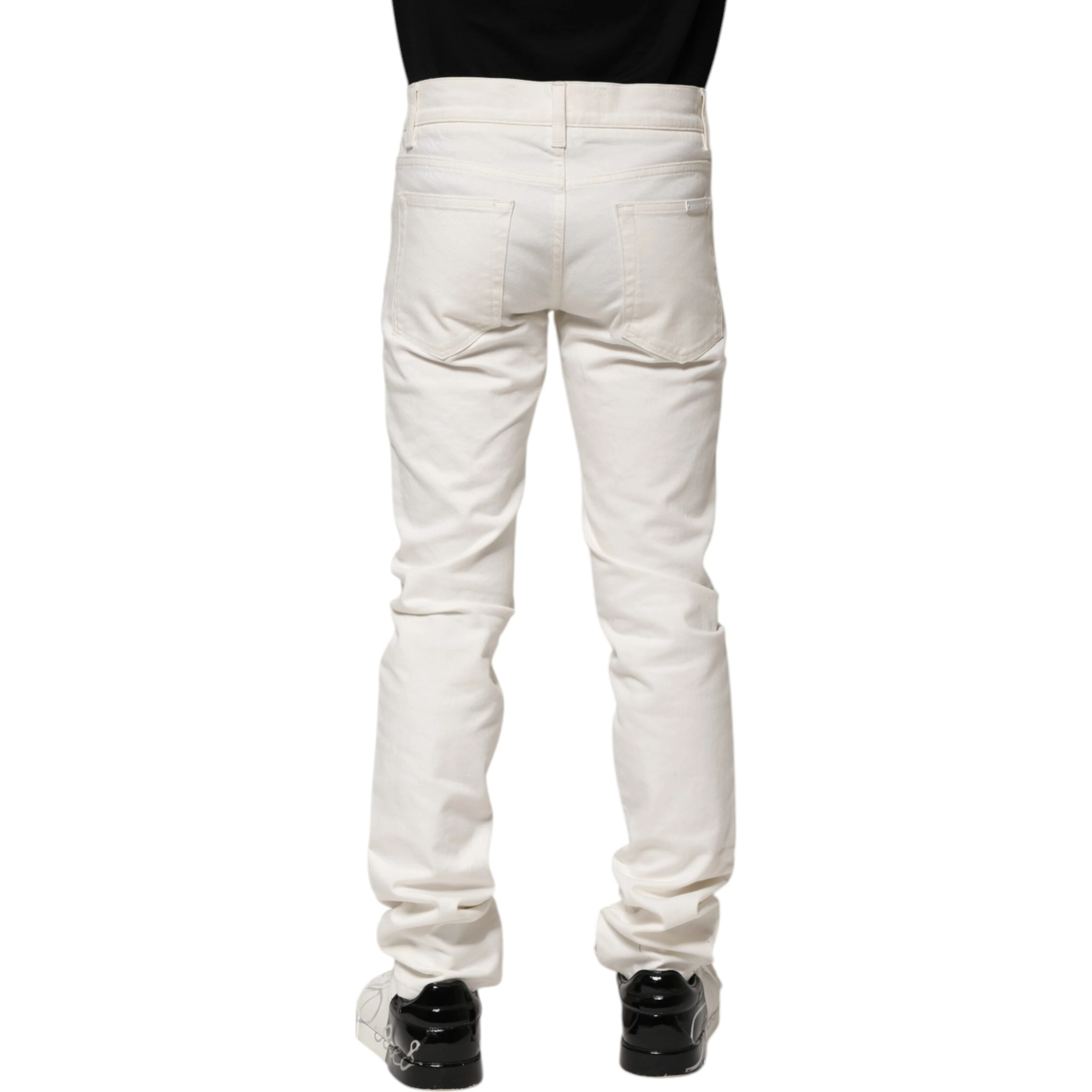 White Cotton Skinny Men Denim Jeans