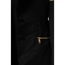 Black Wool Zipper Detailing Blazer Jacket
