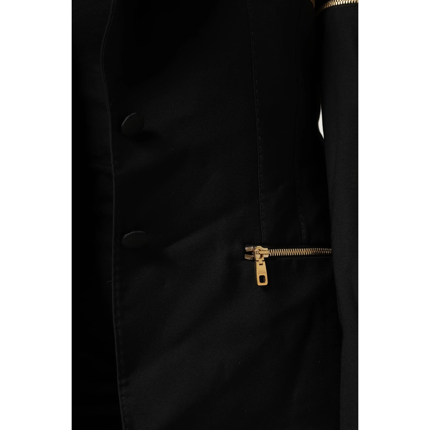 Black Wool Zipper Detailing Blazer Jacket