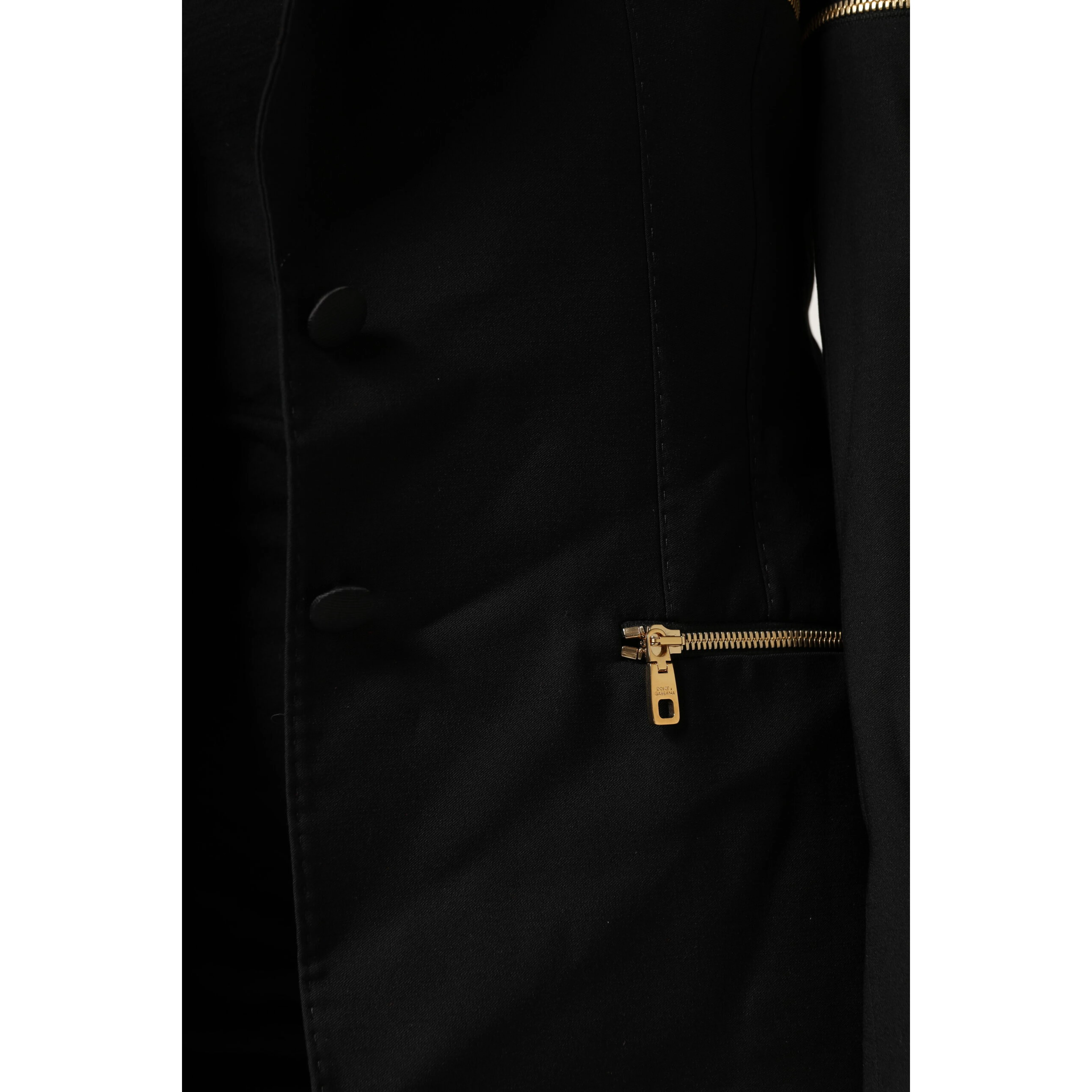 Black Wool Zipper Detailing Blazer Jacket