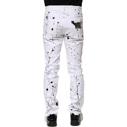 White ColorSplash Skinny Denim Jeans