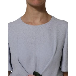 Gray Viscose ShortSleeve Sheath Midi Dress