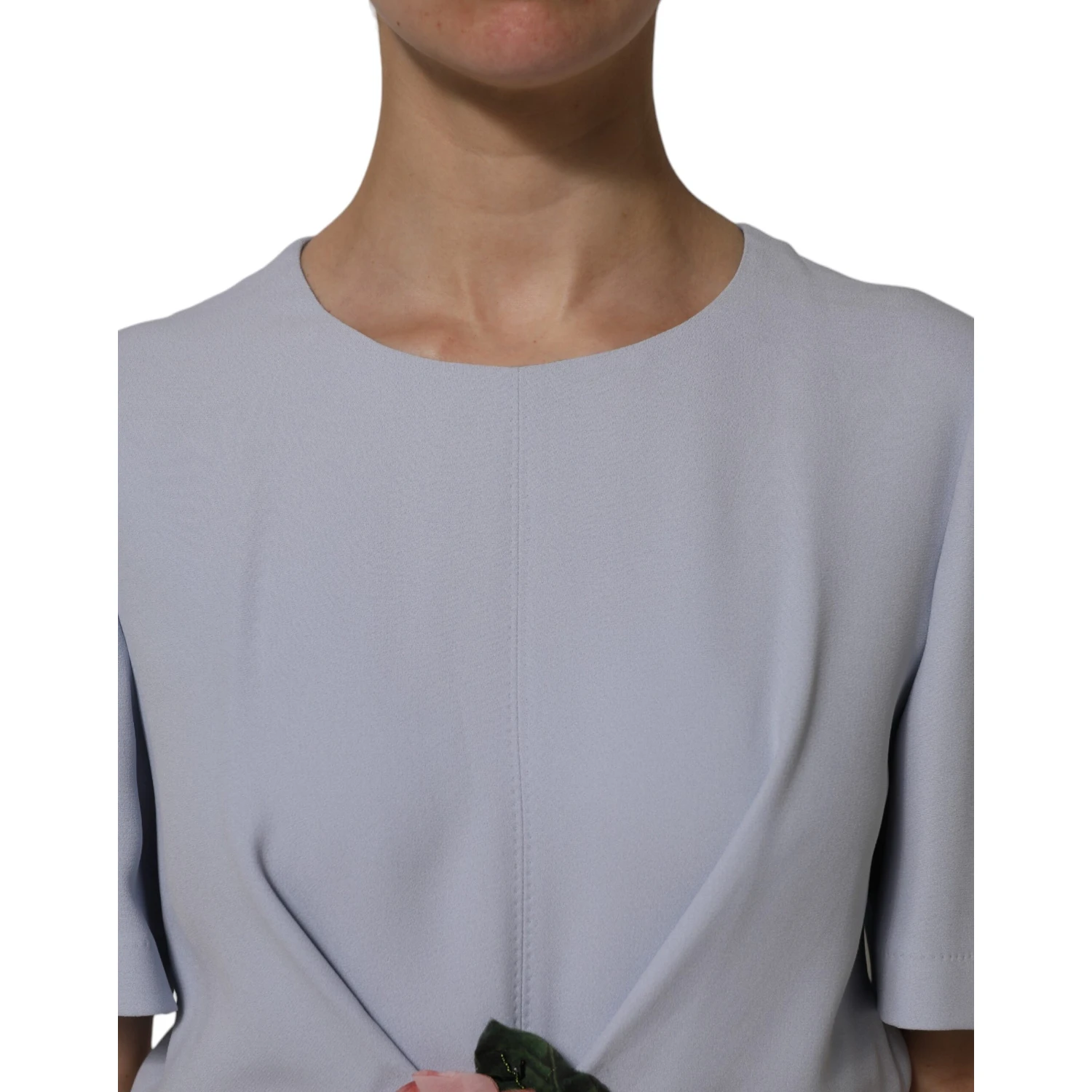 Gray Viscose ShortSleeve Sheath Midi Dress
