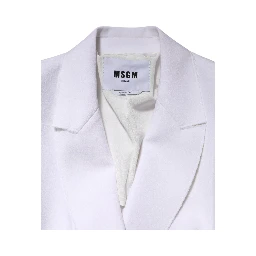 White Polyester Long Sleeves Ruffled Wrap Jacket