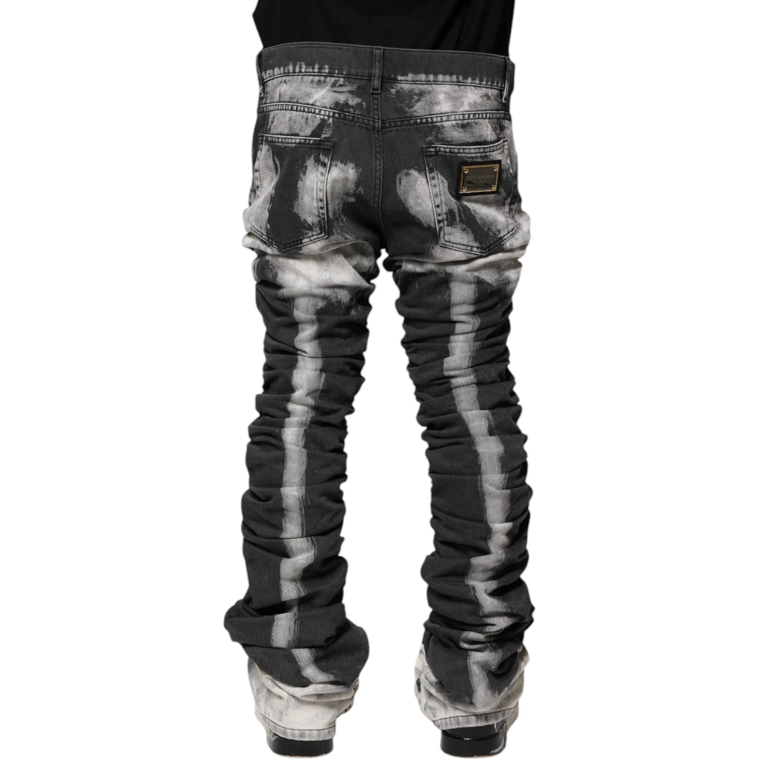 Black Tie Dye Straight Denim Jeans