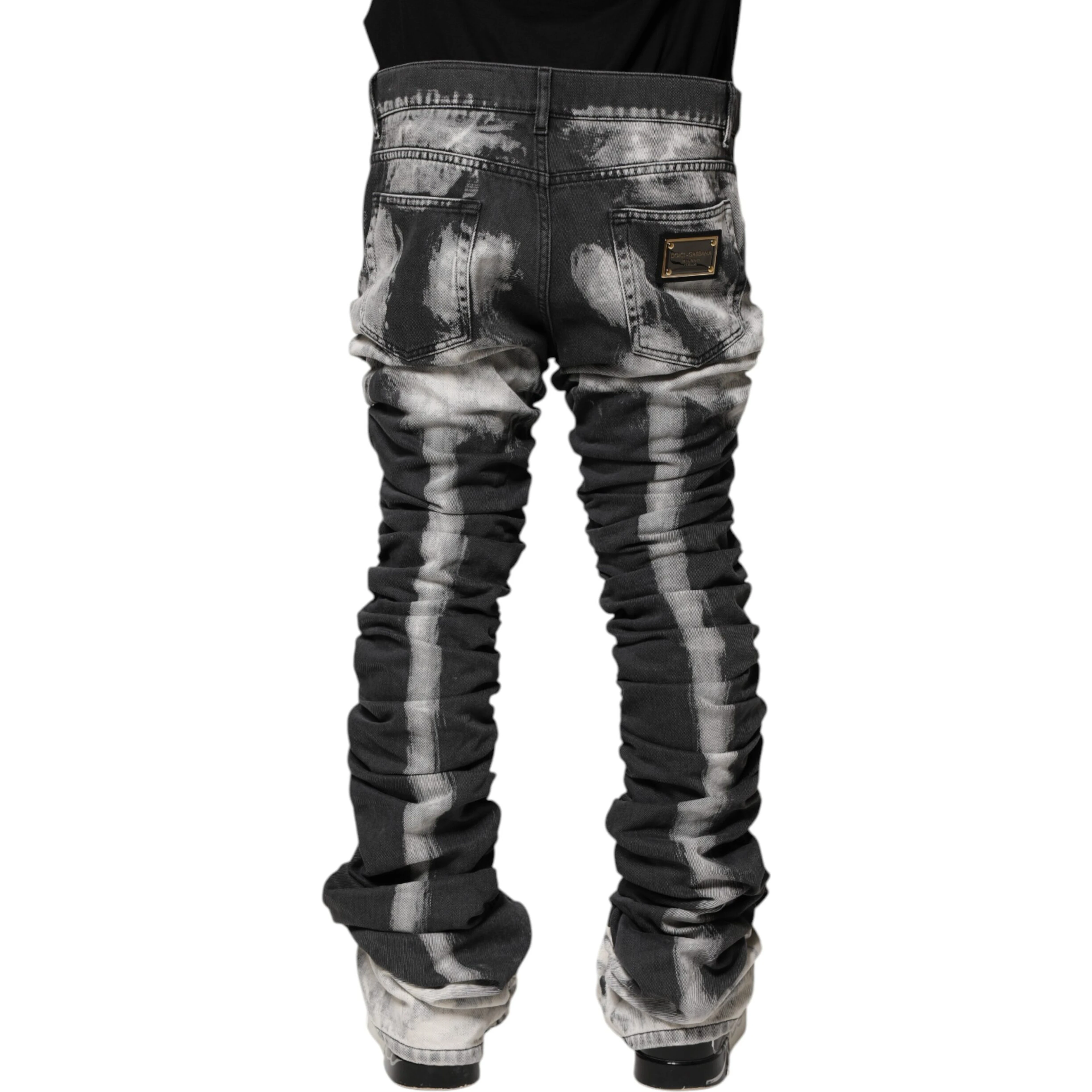 Black Tie Dye Straight Denim Jeans