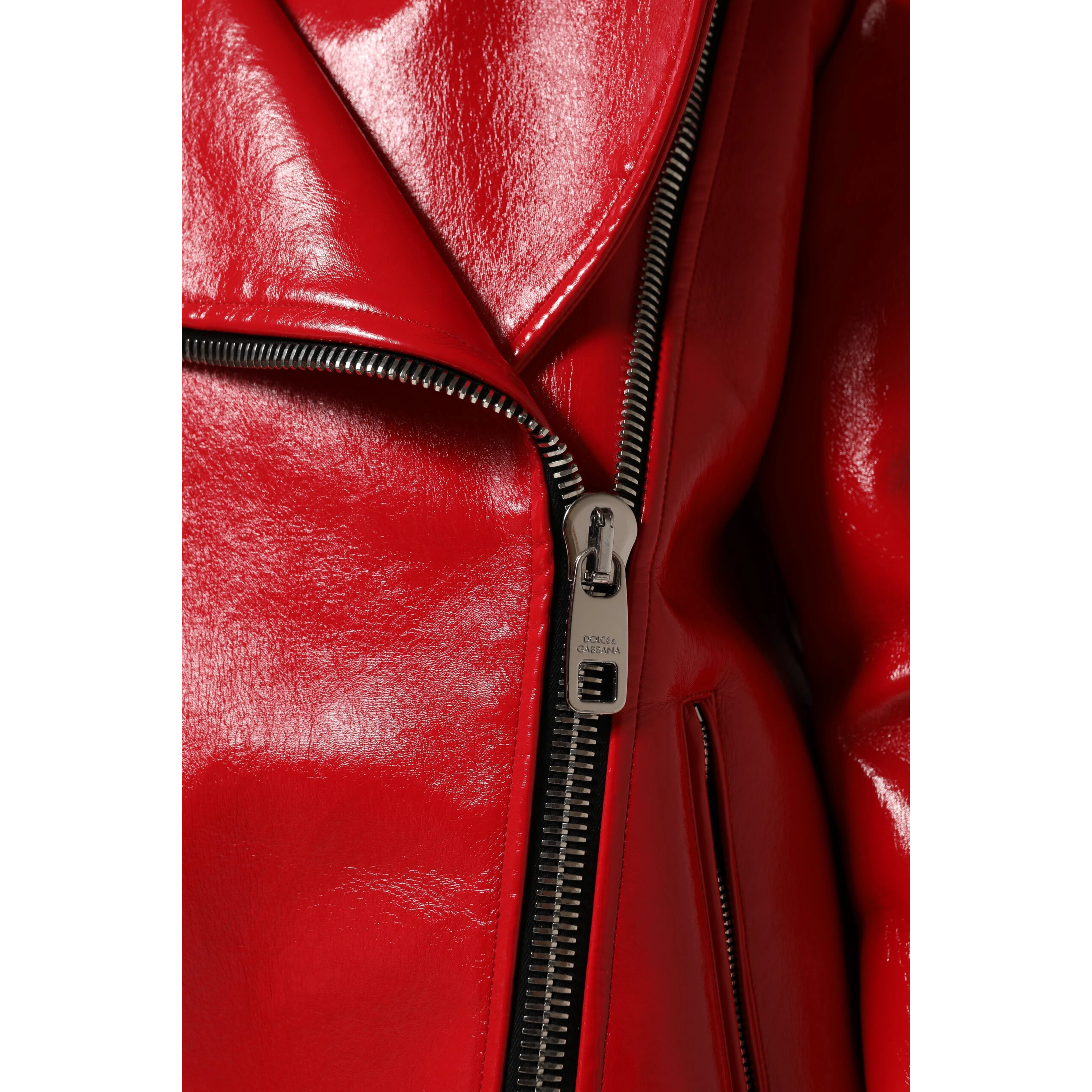 Red Lambskin Full Zipper Jacket