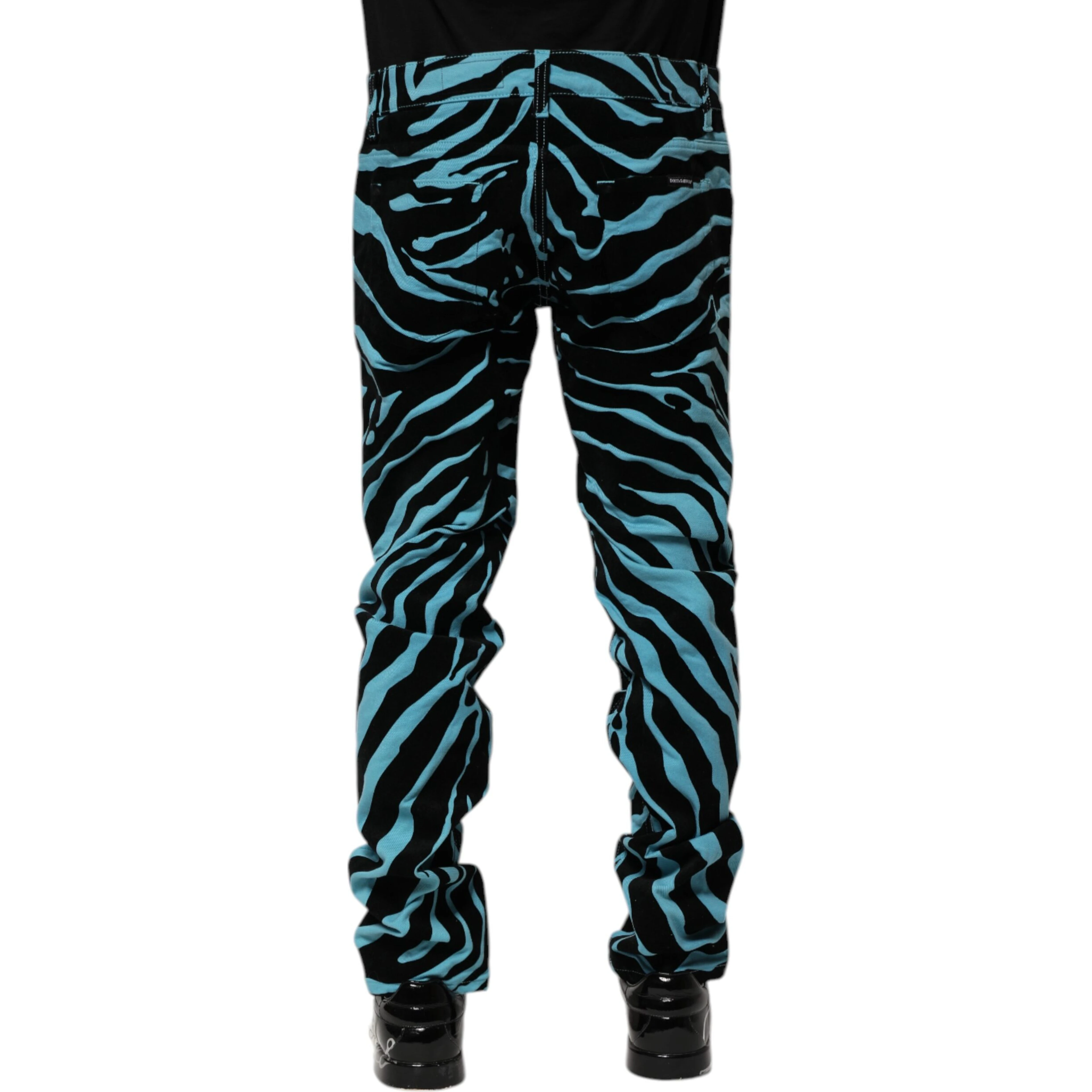 Blue Black Stripes Skinny Denim Jeans