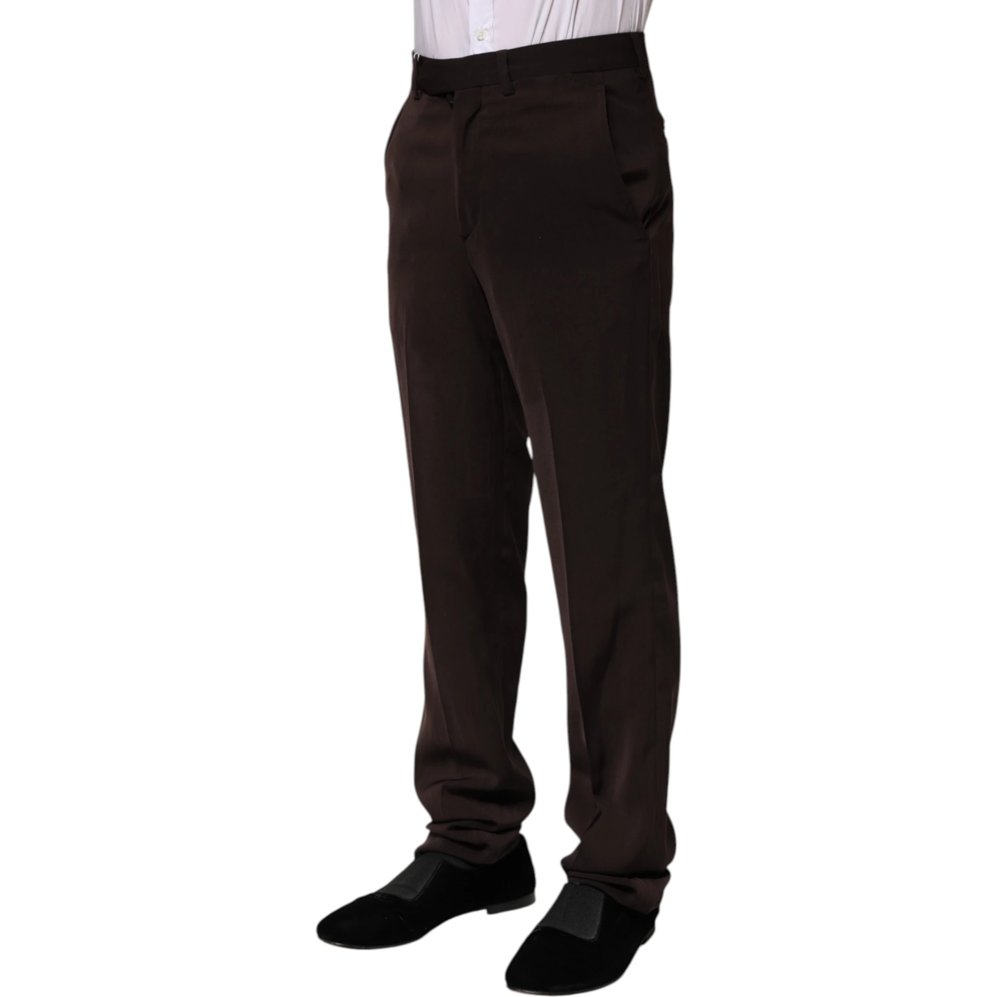 Dark Brown Mid Waist Dress Formal Pants
