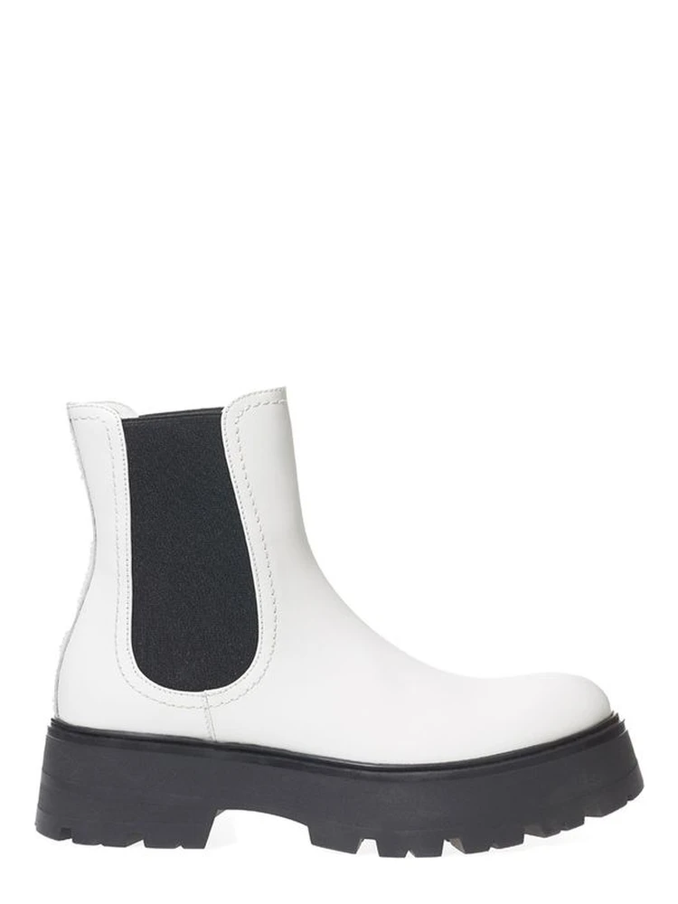 Black And White Leather Chelsea Boots