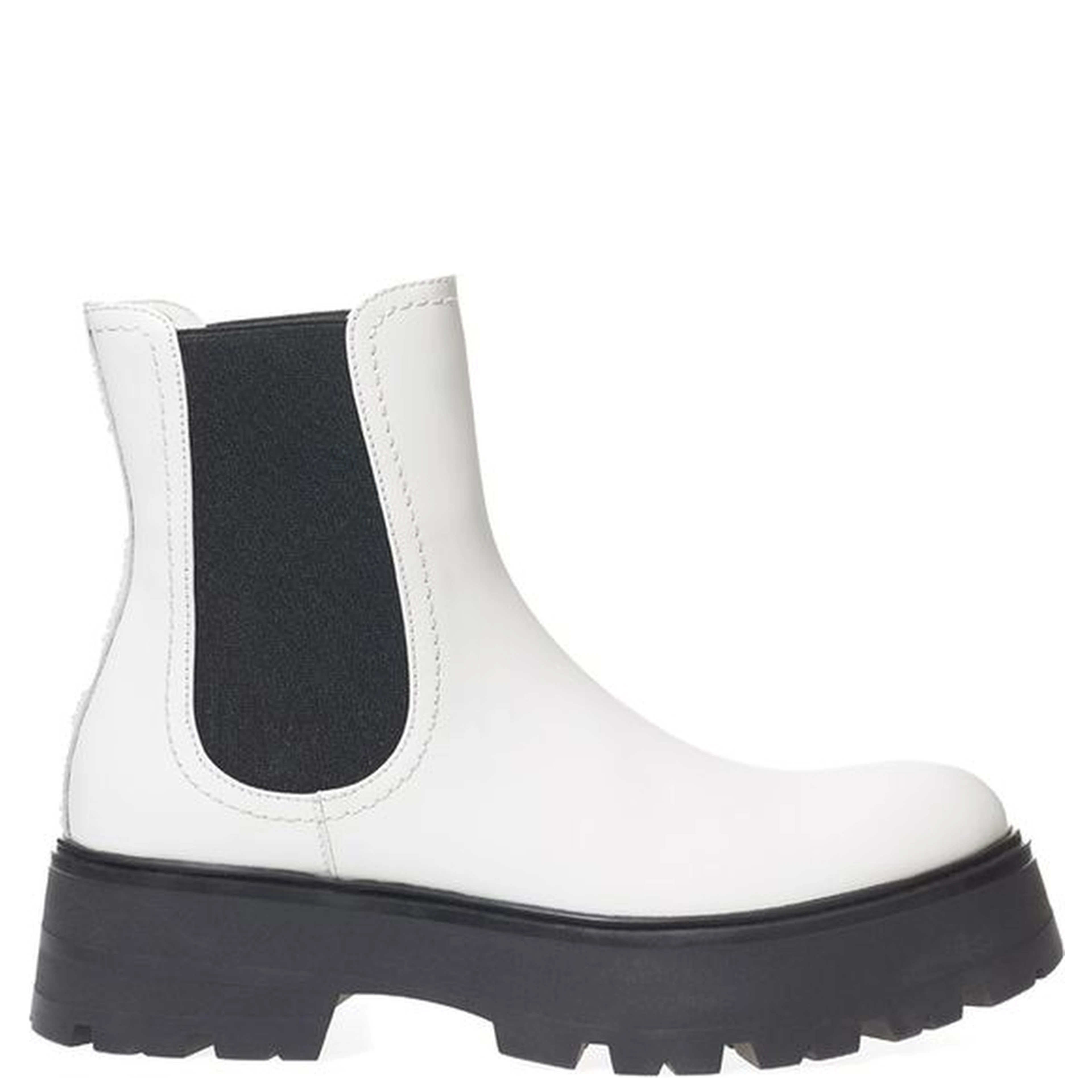Black And White Leather Chelsea Boots